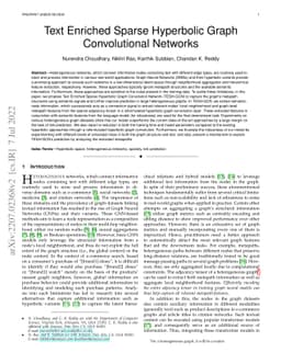 Text Enriched Sparse Hyperbolic Graph Convolutional Networks