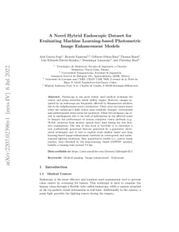 A Novel Hybrid Endoscopic Dataset for Evaluating Machine Learning-based
  Photometric Image Enhancement Models
