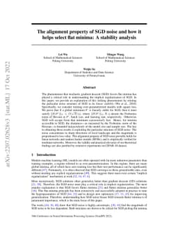 The alignment property of SGD noise and how it helps select flat minima:
  A stability analysis