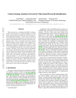 Context Sensing Attention Network for Video-based Person
  Re-identification