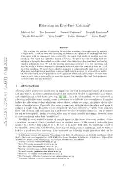 Reforming an Envy-Free Matching