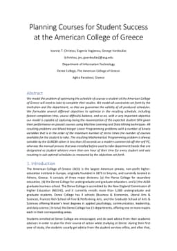 Planning Courses for Student Success at the American College of Greece