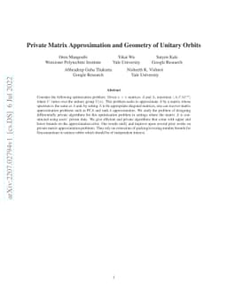 Private Matrix Approximation and Geometry of Unitary Orbits