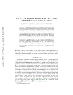 A multi-task network approach for calculating discrimination-free
  insurance prices