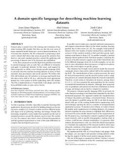 A domain-specific language for describing machine learning datasets