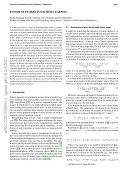 Tensor networks in machine learning