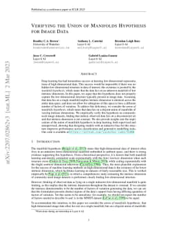 Verifying the Union of Manifolds Hypothesis for Image Data