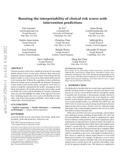 Boosting the interpretability of clinical risk scores with intervention
  predictions