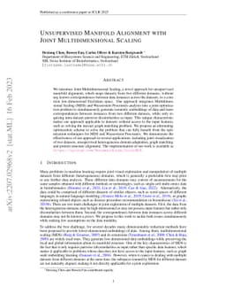 Unsupervised Manifold Alignment with Joint Multidimensional Scaling