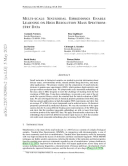 Multi-scale Sinusoidal Embeddings Enable Learning on High Resolution
  Mass Spectrometry Data