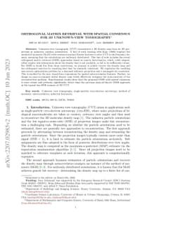 Orthogonal Matrix Retrieval with Spatial Consensus for 3D Unknown-View
  Tomography