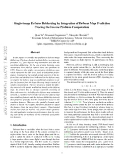 Single-image Defocus Deblurring by Integration of Defocus Map Prediction
  Tracing the Inverse Problem Computation