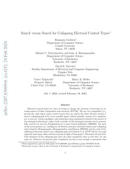 Search versus Search for Collapsing Electoral Control Types