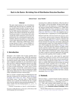 Back to the Basics: Revisiting Out-of-Distribution Detection Baselines