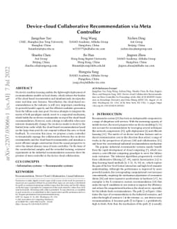 Device-Cloud Collaborative Recommendation via Meta Controller