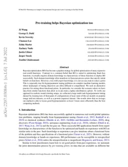 Pre-training helps Bayesian optimization too