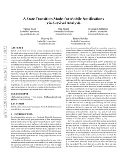 A State Transition Model for Mobile Notifications via Survival Analysis