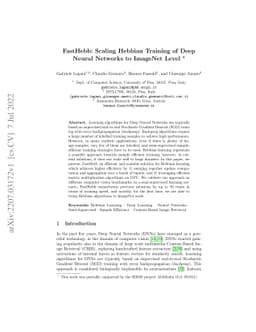 FastHebb: Scaling Hebbian Training of Deep Neural Networks to ImageNet
  Level