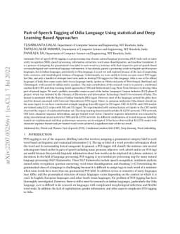 Part-of-Speech Tagging of Odia Language Using statistical and Deep
  Learning-Based Approaches