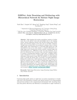 D2HNet: Joint Denoising and Deblurring with Hierarchical Network for
  Robust Night Image Restoration