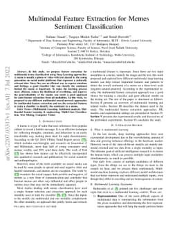 Multimodal Feature Extraction for Memes Sentiment Classification