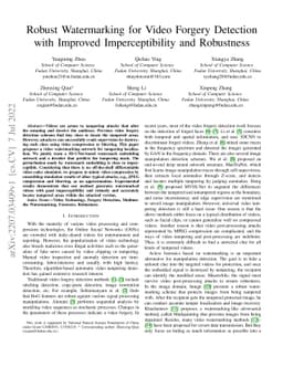 Robust Watermarking for Video Forgery Detection with Improved
  Imperceptibility and Robustness
