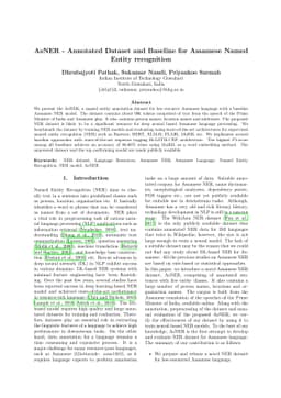 AsNER -- Annotated Dataset and Baseline for Assamese Named Entity
  recognition