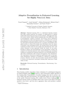 Adaptive Personlization in Federated Learning for Highly Non-i.i.d. Data