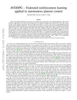 AVDDPG: Federated reinforcement learning applied to autonomous platoon
  control