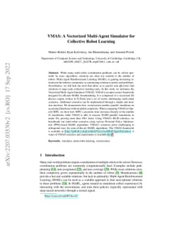 VMAS: A Vectorized Multi-Agent Simulator for Collective Robot Learning