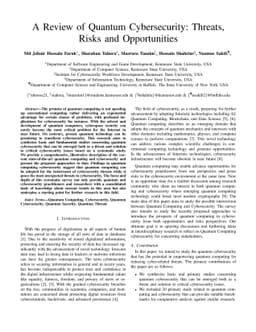 A Review of Quantum Cybersecurity: Threats, Risks and Opportunities