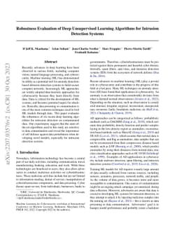 Robustness Evaluation of Deep Unsupervised Learning Algorithms for
  Intrusion Detection Systems