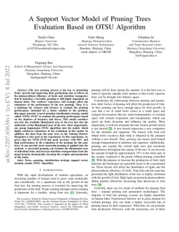 A Support Vector Model of Pruning Trees Evaluation Based on OTSU
  Algorithm