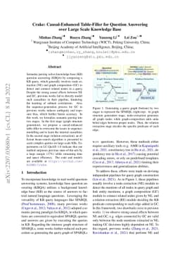 Crake: Causal-Enhanced Table-Filler for Question Answering over Large
  Scale Knowledge Base