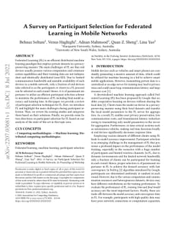 A Survey on Participant Selection for Federated Learning in Mobile
  Networks