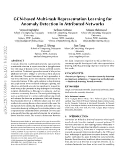 GCN-based Multi-task Representation Learning for Anomaly Detection in
  Attributed Networks