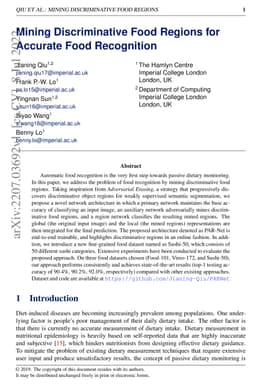 Mining Discriminative Food Regions for Accurate Food Recognition