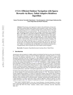 HTRON:Efficient Outdoor Navigation with Sparse Rewards via Heavy Tailed
  Adaptive Reinforce Algorithm