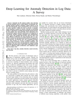 Deep Learning for Anomaly Detection in Log Data: A Survey