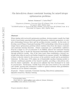 On data-driven chance constraint learning for mixed-integer optimization
  problems