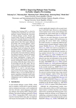 DSTEA: Improving Dialogue State Tracking via Entity Adaptive
  Pre-training