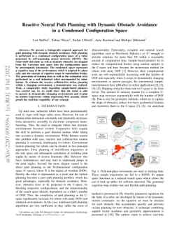 Reactive Neural Path Planning with Dynamic Obstacle Avoidance in a
  Condensed Configuration Space