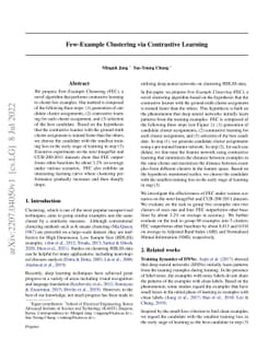 Few-Example Clustering via Contrastive Learning