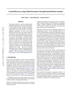 Causal Discovery using Model Invariance through Knockoff Interventions