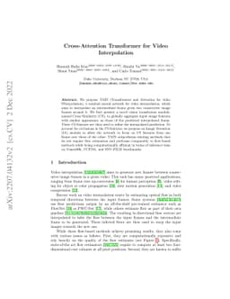 Cross-Attention Transformer for Video Interpolation