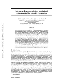 Interactive Recommendations for Optimal Allocations in Markets with
  Constraints