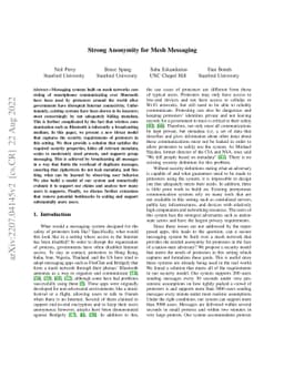 Strong Anonymity for Mesh Messaging
