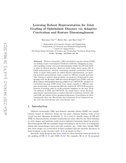 Learning Robust Representation for Joint Grading of Ophthalmic Diseases
  via Adaptive Curriculum and Feature Disentanglement