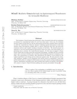 SCouT: Synthetic Counterfactuals via Spatiotemporal Transformers for
  Actionable Healthcare