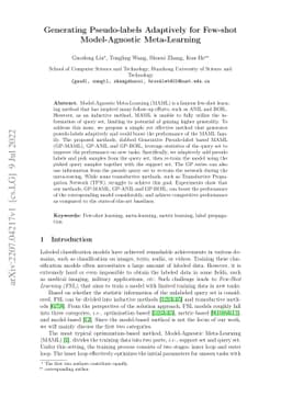Generating Pseudo-labels Adaptively for Few-shot Model-Agnostic
  Meta-Learning